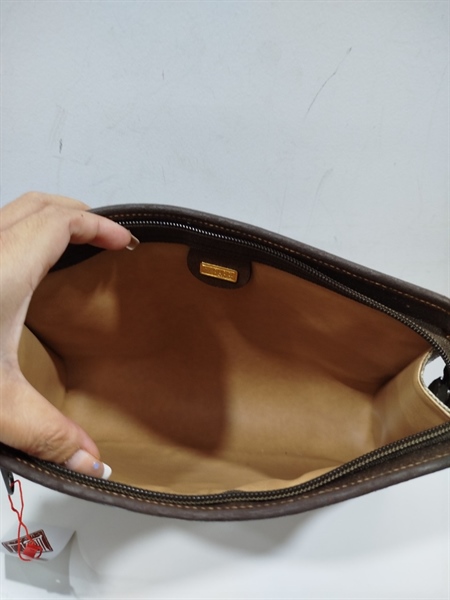 Túi Clutch GG Xám VIền Nâu KG+