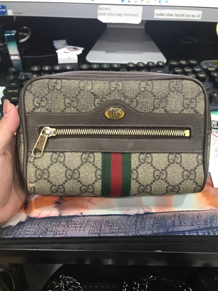 Túi đeo chéo GG nâu phối xanh đỏ KG+