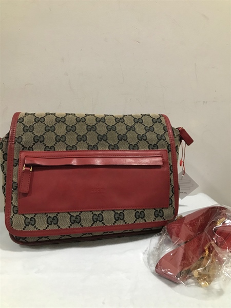 Túi GG Vải Viền Đỏ Gạch KG+