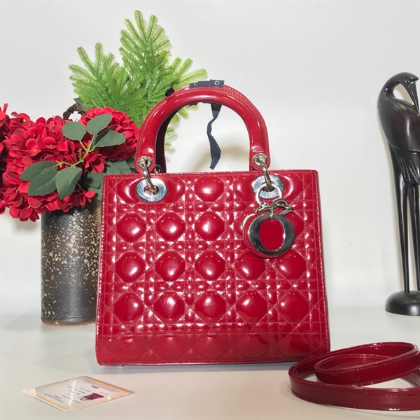 Túi Dior lady đỏ bóng KG+