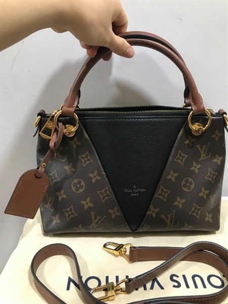 Túi LV Đen Phối Hoa Nâu+