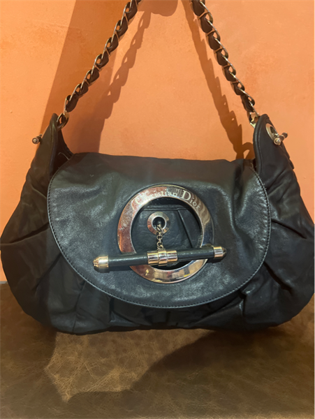 Túi dior xanh đen quai xích to KG+