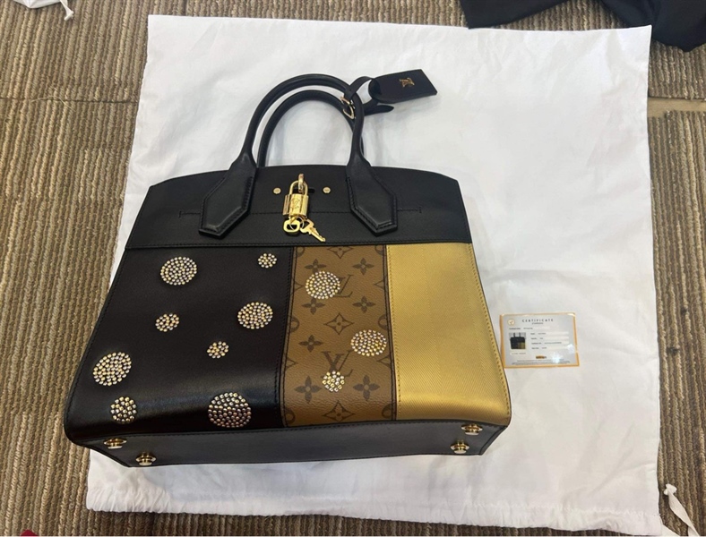 Túi tote LV Đen Phối Vàng Đồng KG+