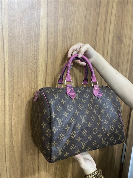 Túi speedy LV quai hồng +