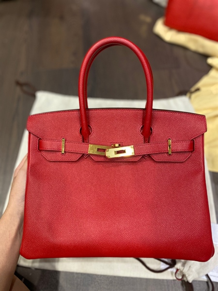 Túi Hermes Epsom đỏ ổ chìa KG+