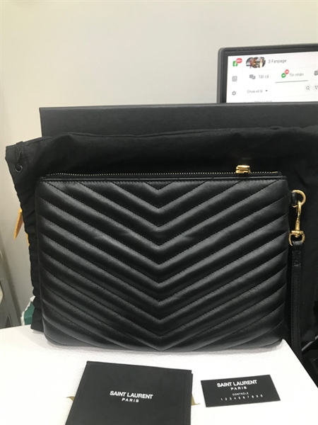 Túi Clutch YSL Vân Đen KG+