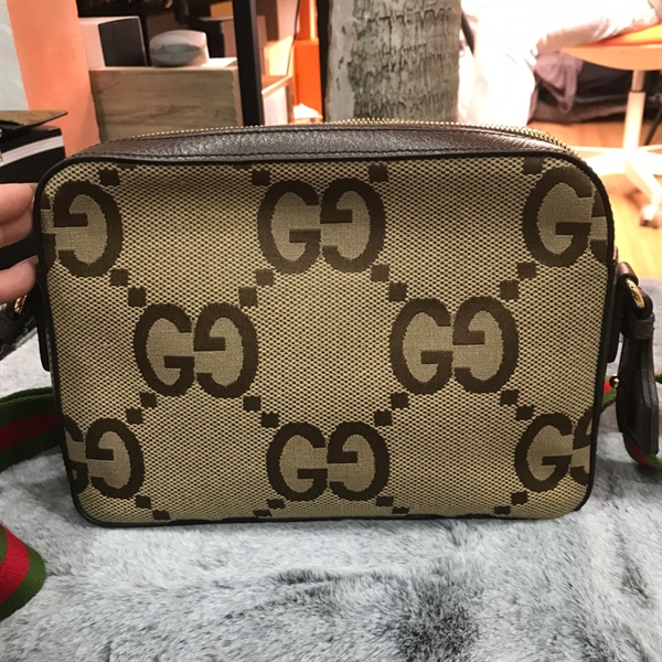 Túi GG đeo chéo nâu dây xanh đỏ +