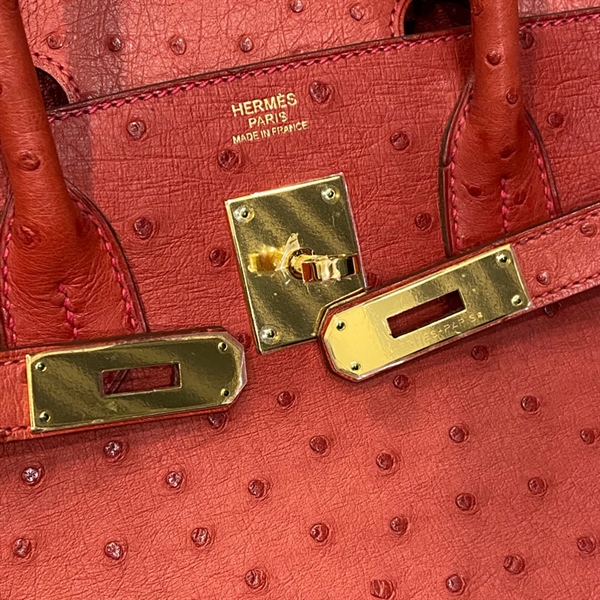 Túi Hermes đà điểu đỏ ổ chìa KG+