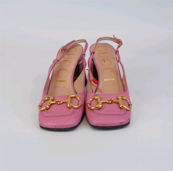 Giày GG cao gót Horsebit màu hồng size 36 KG+