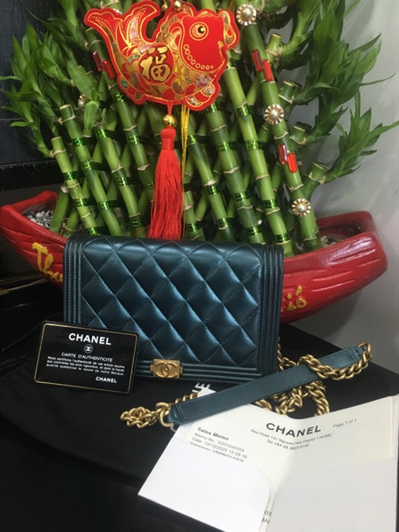 Túi Chanel boy xanh size 17cm+