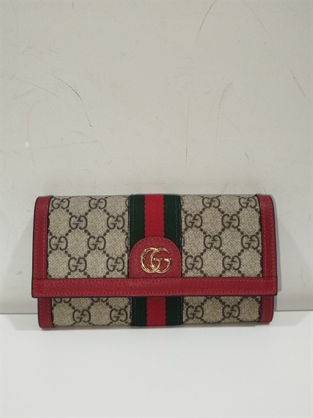 Ví Cầm Tay xám GG Viền đỏ phối đỏ xanh+