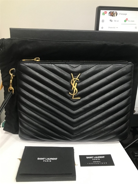 Túi Clutch YSL Vân Đen KG+