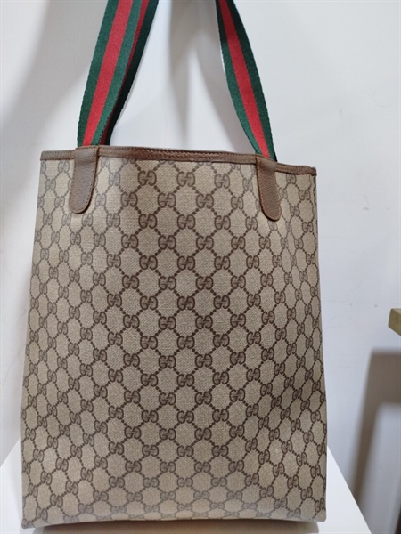 Túi GG Xám Quai Đỏ Sọc Xanh Rêu+