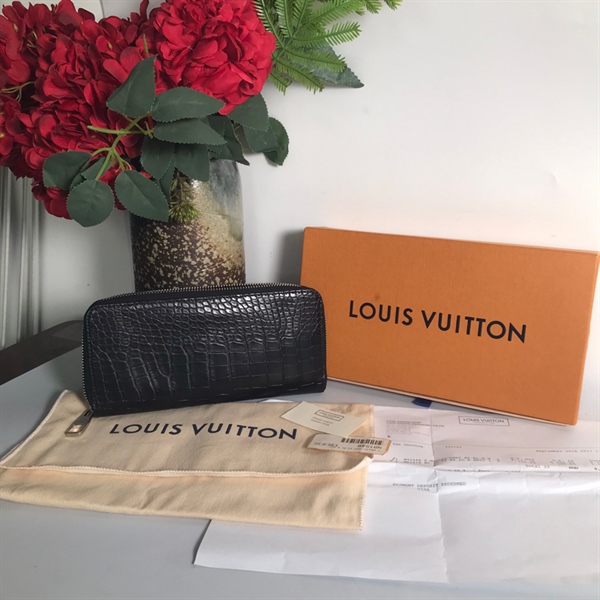 Ví LV da cá sấu đen KG+