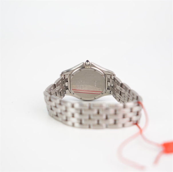 Đồng hồ Cartier bạc mặt tròn viền kim KG+