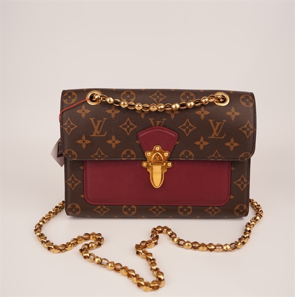 Túi LV Victoria hoa nâu phối đỏ đô +