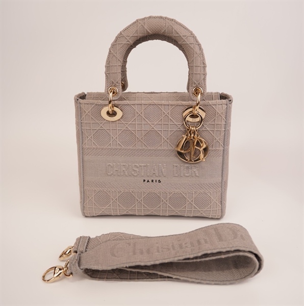Túi Dior Lady dạ xám (BQ) KG+