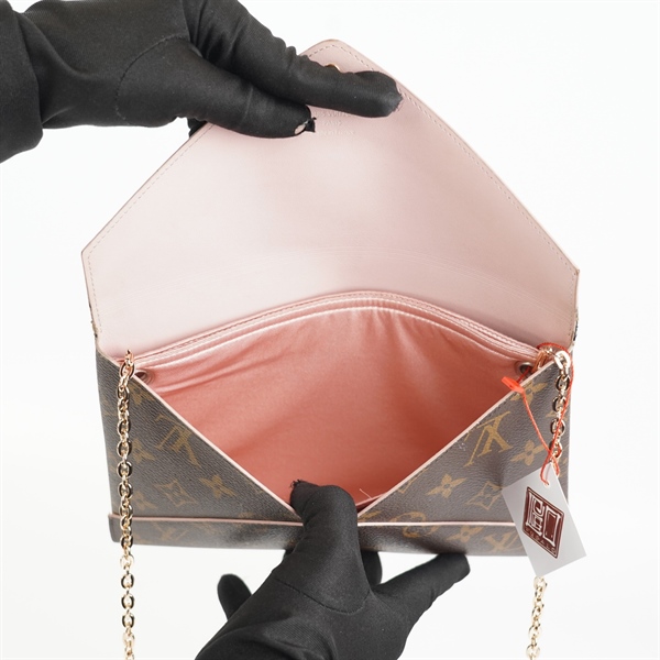 Túi LV hoa nâu dáng bao thư KG+