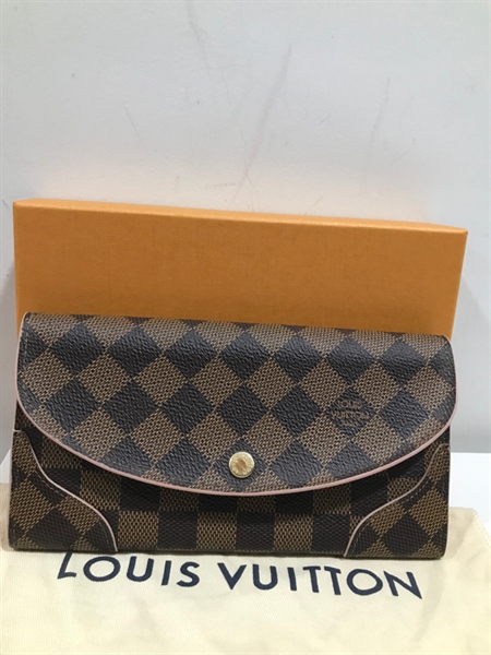 Ví Dài LV Viền Hồng Ô vuông+