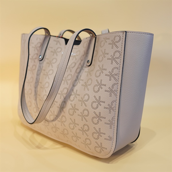 Túi tote CK màu nâu kem KG+