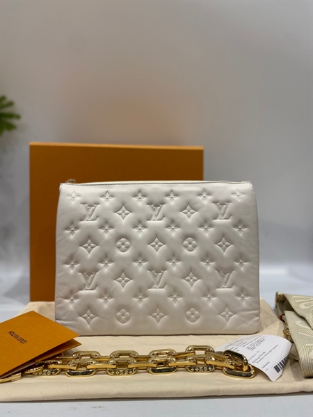 Túi LV trắng xích vàng KG+