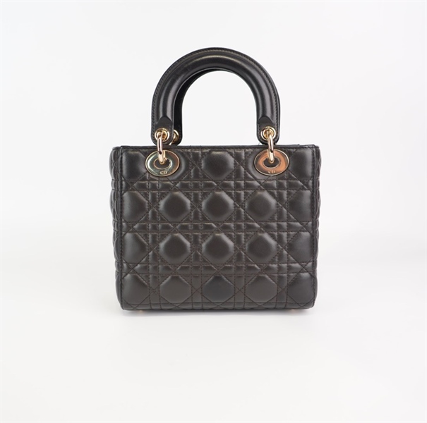 Túi Dior Lady đen khóa vàng sz small KG+