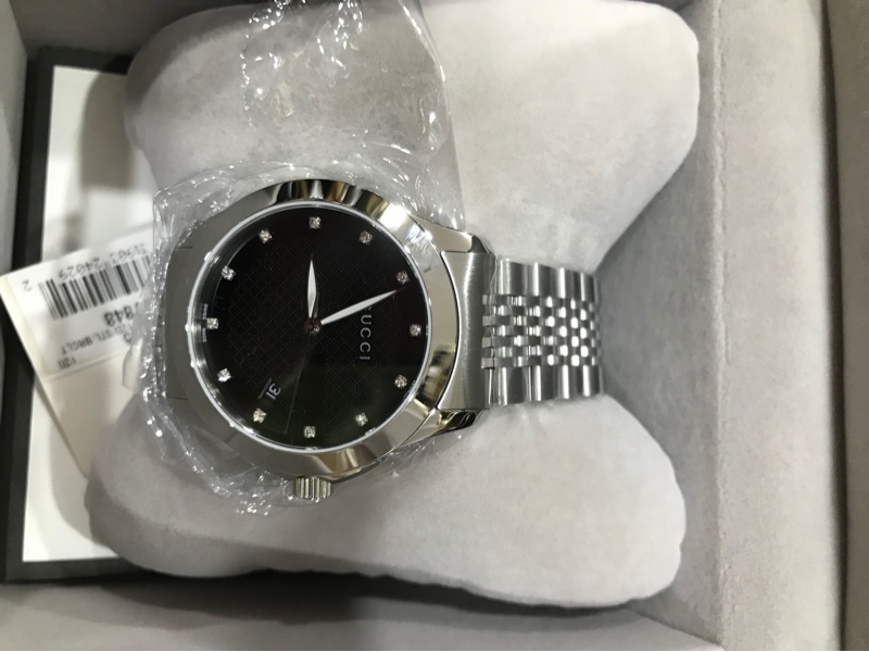 Đồng hồ nam GG mặt tròn kim trắng KG+