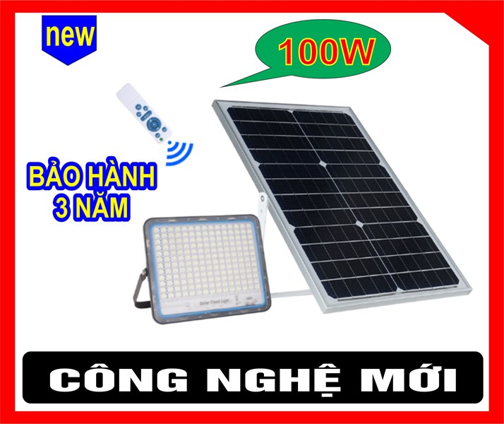 Pha Led năng lượng mặt trời vỏ nhôm 100w công nghệ mới