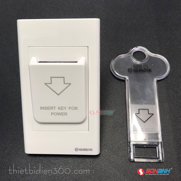 Bộ công tắc thẻ CN trắng có đèn báo S18 - Sino/Vanlock