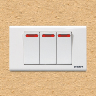 Bộ công tắc CN trắng có đèn báo Mega - Sino/Vanlock