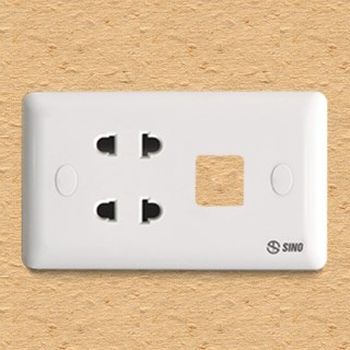 Ổ cắm 16A CN âm trắng có lỗ trống S19 - Sino/Vanlock