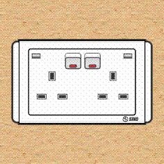 Ổ cắm 16A CN âm xám có công tắc S68 - Sino/Vanlock