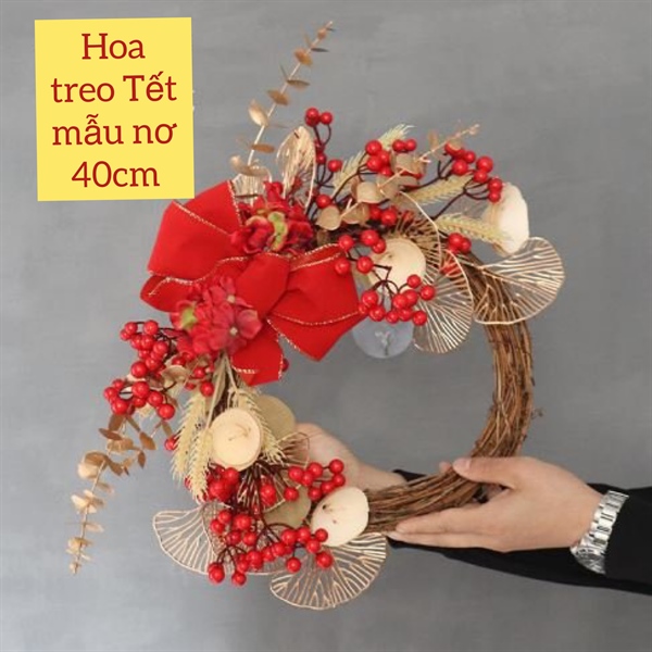 Vòng treo cửa Tết Nơ đỏ