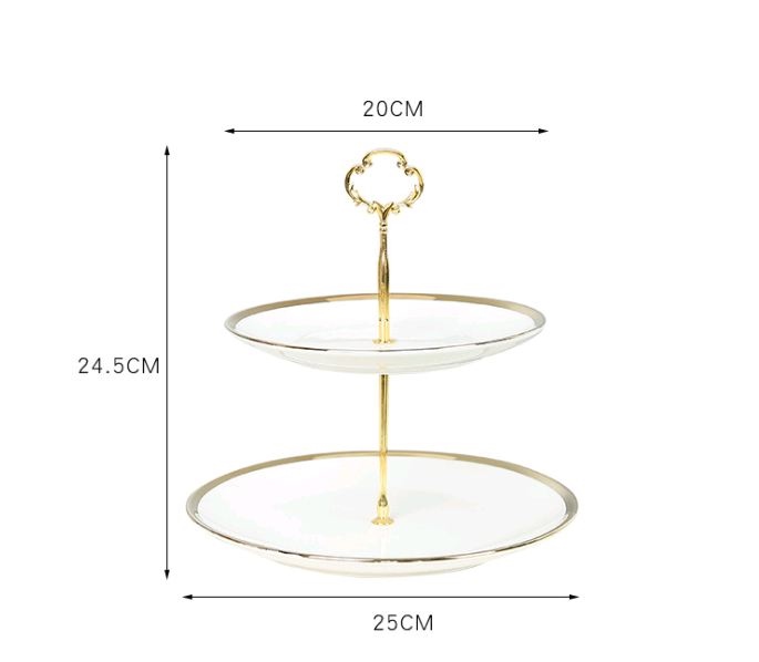 Khay sứ viền vàng trắng 2t