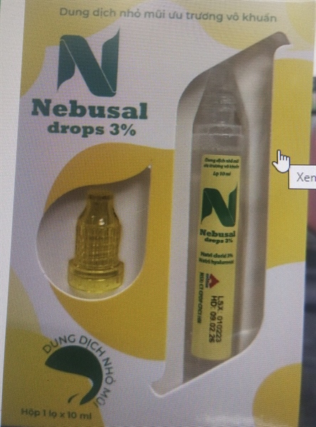 Dung dịch nhỏ mũi ưu trương vô khuẩn Nebusal drops 3%