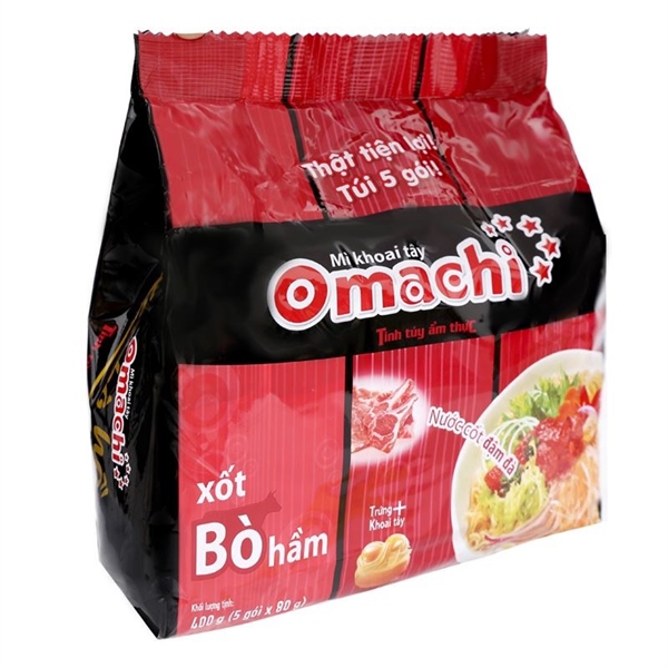 Túi 5 Gói Mì Omachi Xốt Bò Hầm 80g