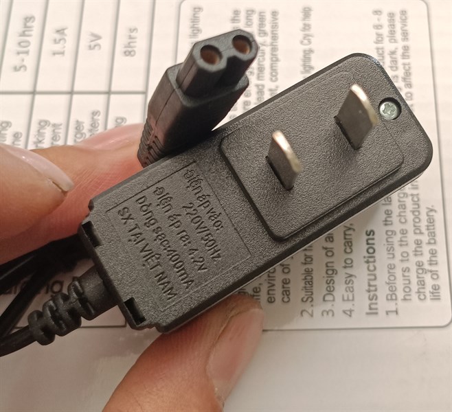 Cục sạc đầu dẹp đèn đội đầu 4.2V 400mA/500mA/1000mA