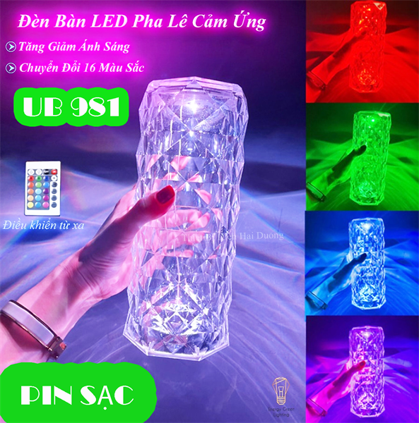 Đèn ngủ pha le cảm ứng, trang trí có remote,16 màu, hình trụ