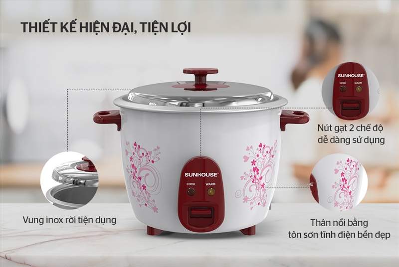 Nồi cơm điện Sunhouse kiểu Sharp Thái 1.2/1.8 Lít SHD8106