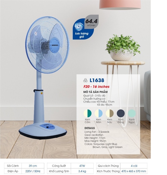 Quạt lỡ nhựa Senko L1638