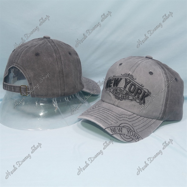 Nón kết hàng quảng châu, mũ lưỡi trai thêu chữ New York Since 1985 vải kaki oát loang cao cấp vòng đầu 56-60cm