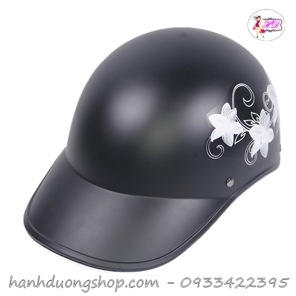 Nón bảo hiểm kết nữ có hoa khoét đuôi (BNH08)