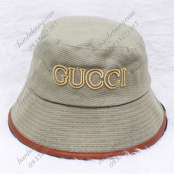 Nón bo vành nhỏ thêu chữ Gucci, chất liệu vải cotton cao cấp, phía trong có may tem và vành nón có viền da