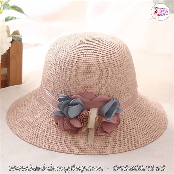 Nón nữ mùa hè chống nắng du lịch biển hoa rũ HQC4115