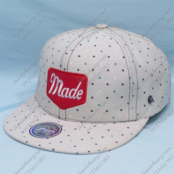 Nón kết hiphop trẻ em từ 3-5 tuổi vòng đầu từ 48-54cm thêu chữ Made có khóa nhưa tăng giảm size, vải cotton