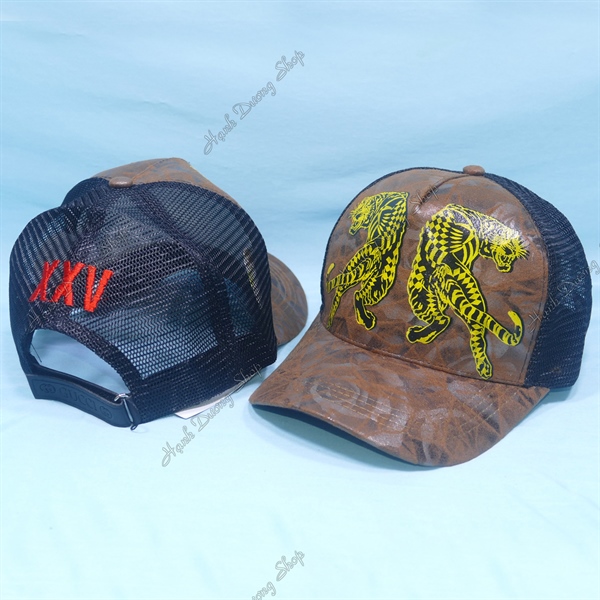 Nón kết lưới in họa tiết 2 con hổ khóa dán