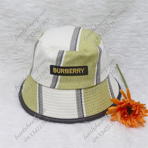 Nón bucket vành nhỏ nón bo vành nhỏ vải bố lụa cao cấp viền da thêu chữ Burberry có tem MLB đẳng cấp phù hợp cả nam và nữ