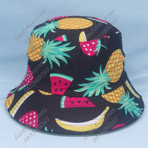 Nón bucket tai bèo quả thơm, dưa hấu và dâu tâymẫu nón thích hợp đi biển