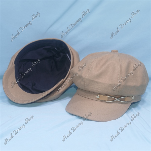 Nón mỏ vịt nữ gắn mặt sắt nơ phía trước, nón beret nữ hàng quảng châu phong cách cổ điển, nón nồi nữ, nón bí ngô, nón beret họa sĩ hàng quảng châu vòng đầu 57-58cm có 2 dây rút giảm size đầu