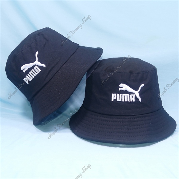 Nón bucket vành nhỏ thêu logo Puma con báo trắng